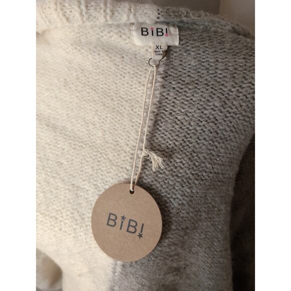 NWT Bibi XL neutral v neck color block oversized button cardigan sweater - Picture 6 of 8